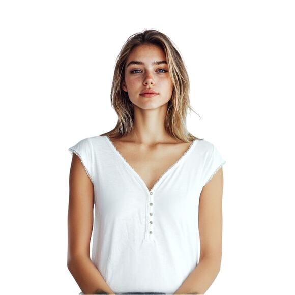 BOGO FREE! FAT FACE Ivory White LUNA Woven Sleep Tee Cotton/Modal SZ 2 NWT - Picture 8 of 8